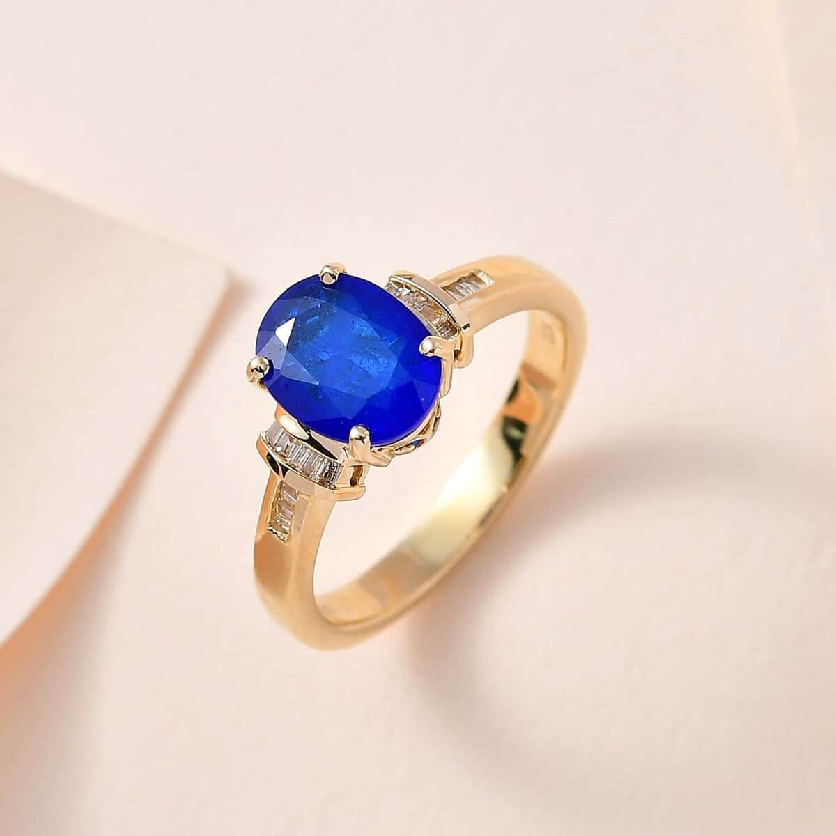 Luxoro 10K Yellow Gold Premium Tanzanian Blue Spinel (DF) and Diamond Ring 2.15 ctw image number 1