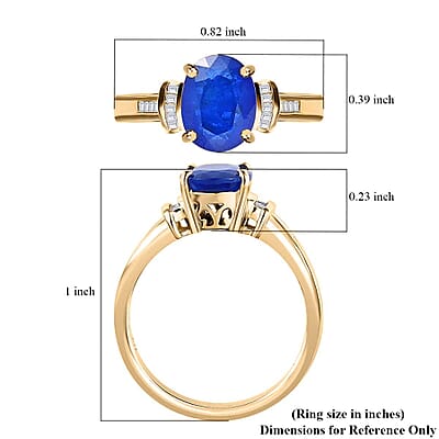 Luxoro 10K Yellow Gold Premium Tanzanian Blue Spinel (DF) and Diamond Ring (Size 10.0) 2.00 ctw