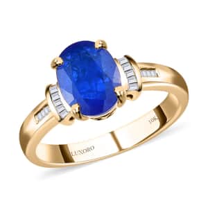 Luxoro 10K Yellow Gold Premium Tanzanian Blue Spinel (DF) and Diamond Ring (Size 9.0) 2.00 ctw