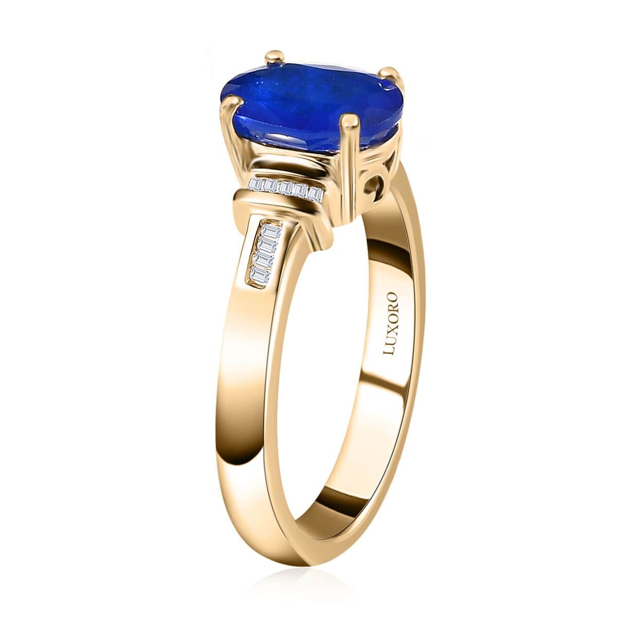 Luxoro 10K Yellow Gold Premium Tanzanian Blue Spinel (DF) and Diamond Ring (Size 9.0) 2.00 ctw image number 3