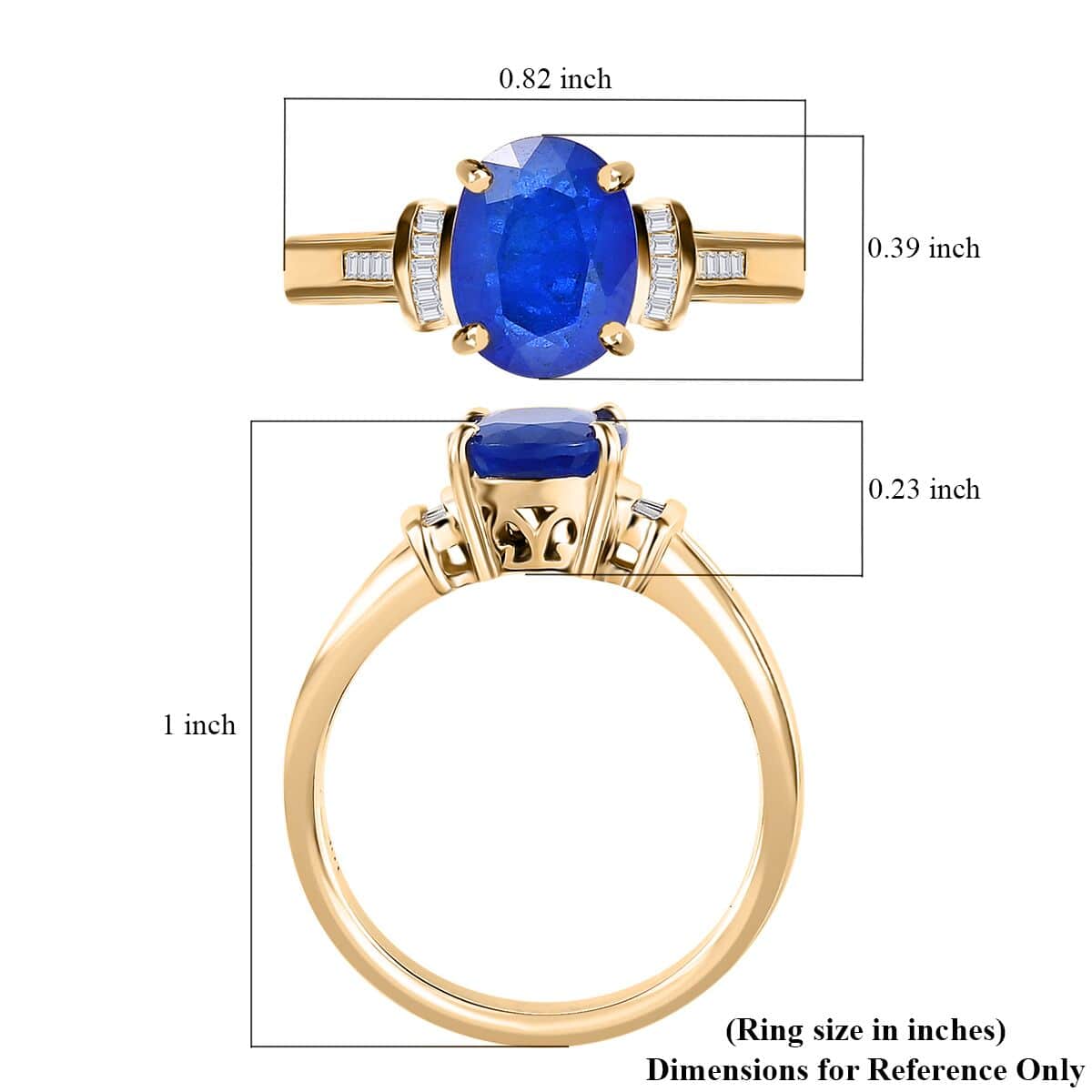 Luxoro 10K Yellow Gold Premium Tanzanian Blue Spinel (DF) and Diamond Ring (Size 9.0) 2.00 ctw image number 5