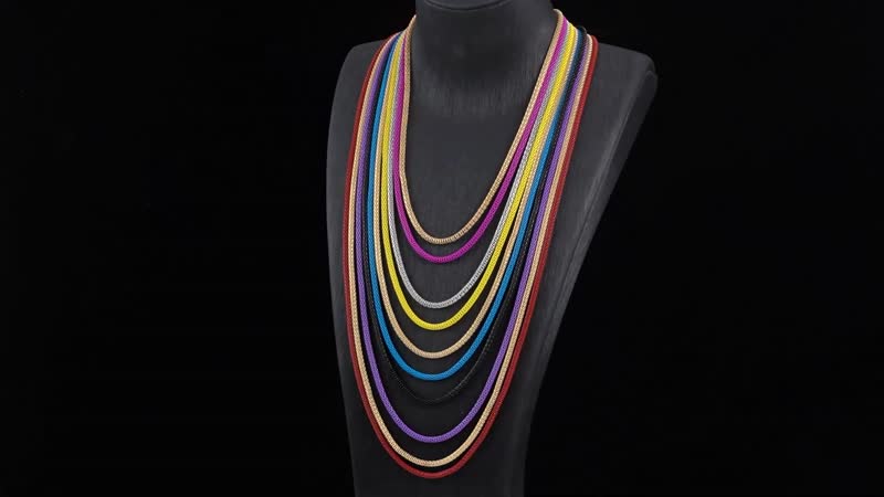 Multi Strand Snake Chain Necklace (18.5-22.5 Inches) in Multitone