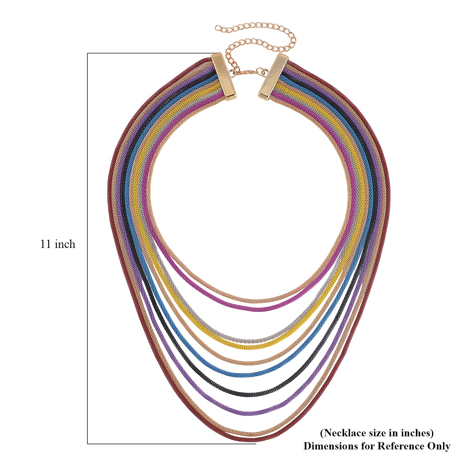 Multi Strand Mesh Chain Necklace 18.5-22.5 Inches in Multitone