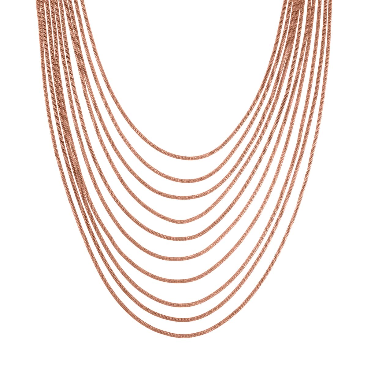 Multi Strand Mesh Chain Necklace 18.5-22.5 Inches in Rosetone image number 2