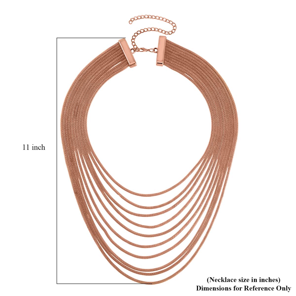 Multi Strand Mesh Chain Necklace 18.5-22.5 Inches in Rosetone image number 4