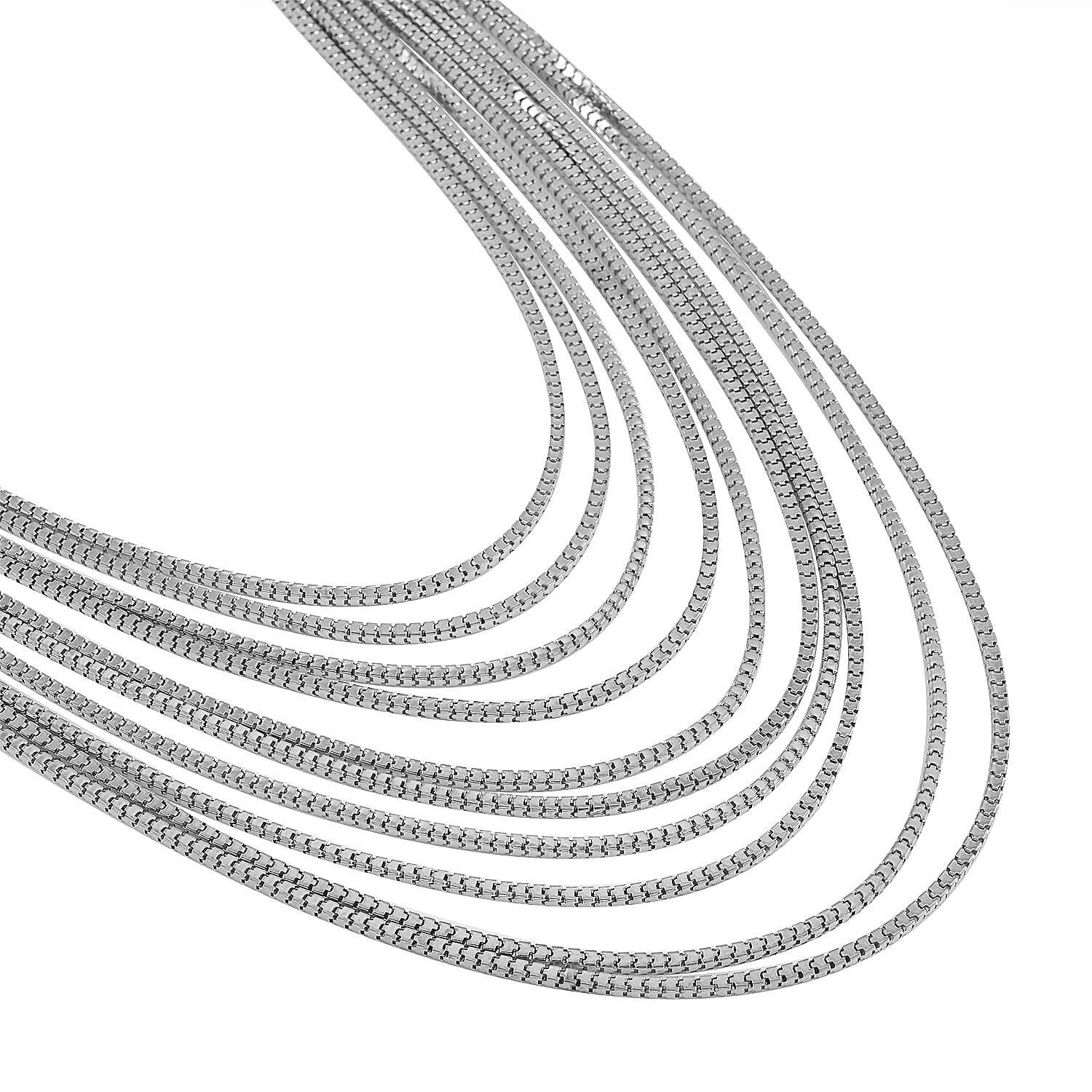 Multi Strand Snake Chain Necklace 18.5-22.5 Inches in Silvertone