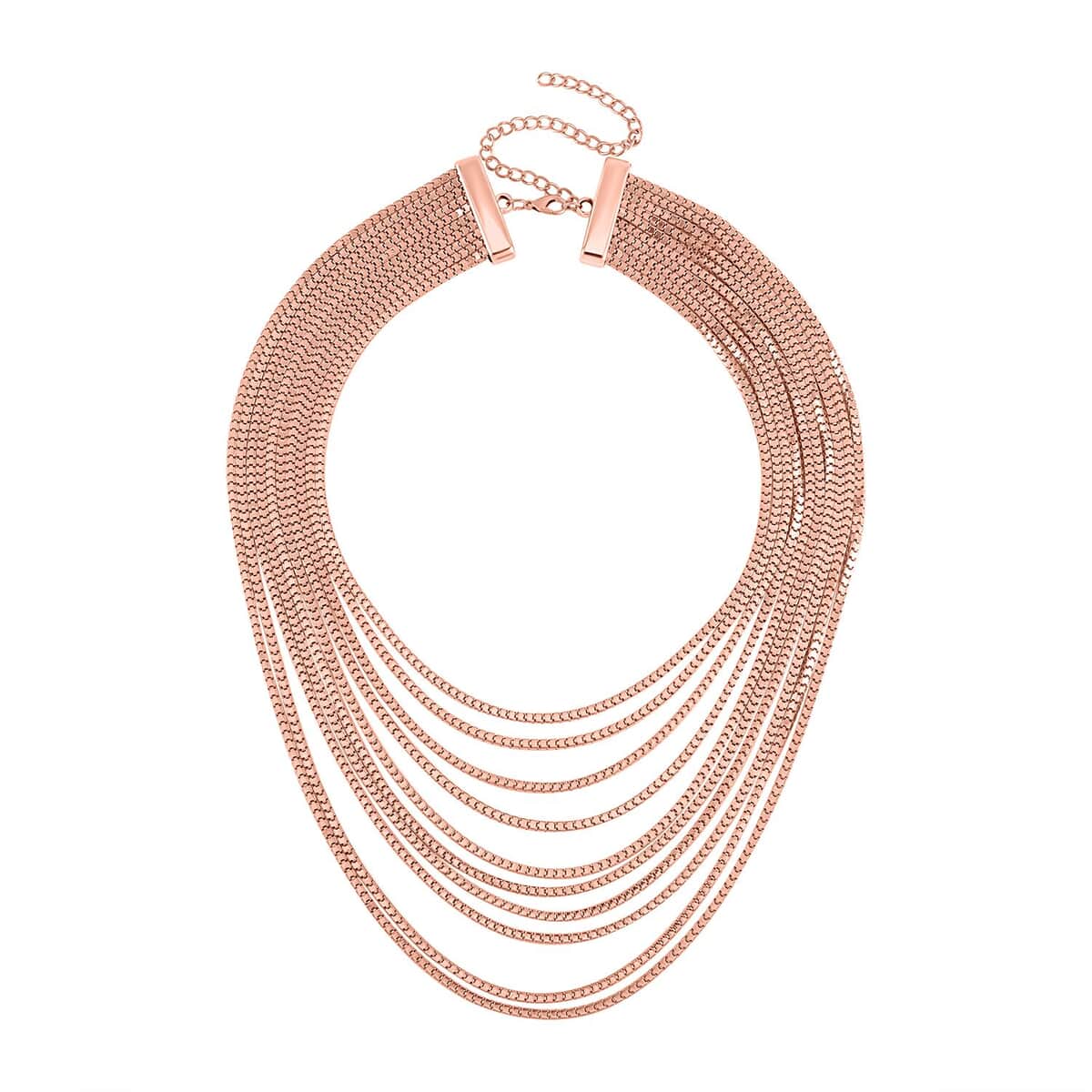 Multi Strand Snake Chain Necklace in Rosetone 18.5-22.5 Inches image number 0