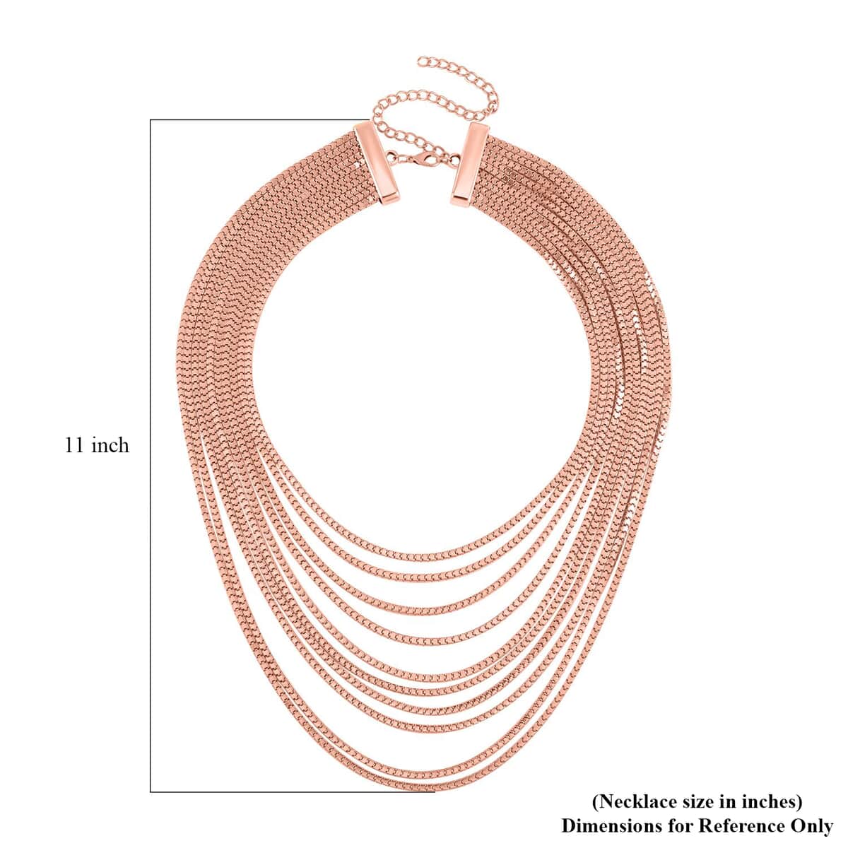 Multi Strand Snake Chain Necklace in Rosetone 18.5-22.5 Inches image number 4