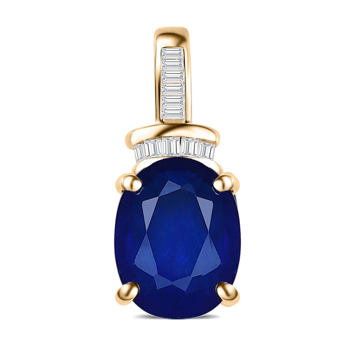 Luxoro 10K Yellow Gold Premium Tanzanian Blue Spinel (DF) and Diamond Pendant 2.25 ctw image number 0