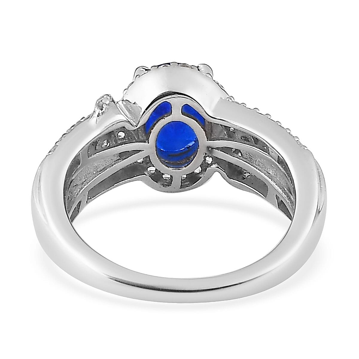 Tanzanian Blue Spinel (DF) and Multi Gemstone Ring in Platinum Over Sterling Silver (Size 9.0) 2.25 ctw image number 4
