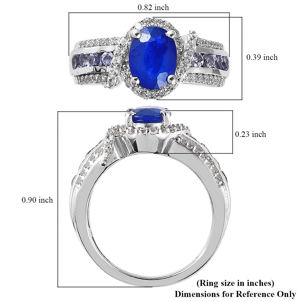 Tanzanian Blue Spinel (DF) and Multi Gemstone Ring in Platinum Over Sterling Silver (Size 9.0) 2.25 ctw image number 5