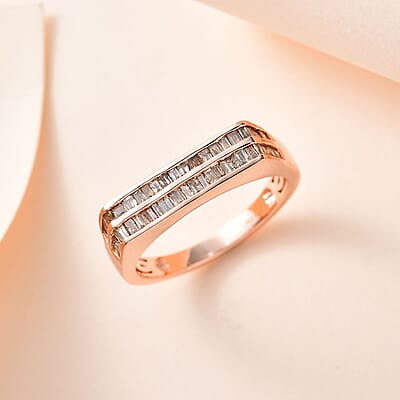 Natural Champagne Diamond Men's Ring in Vermeil Rose Gold Over Sterling Silver (Size 10.0) 0.75 ctw