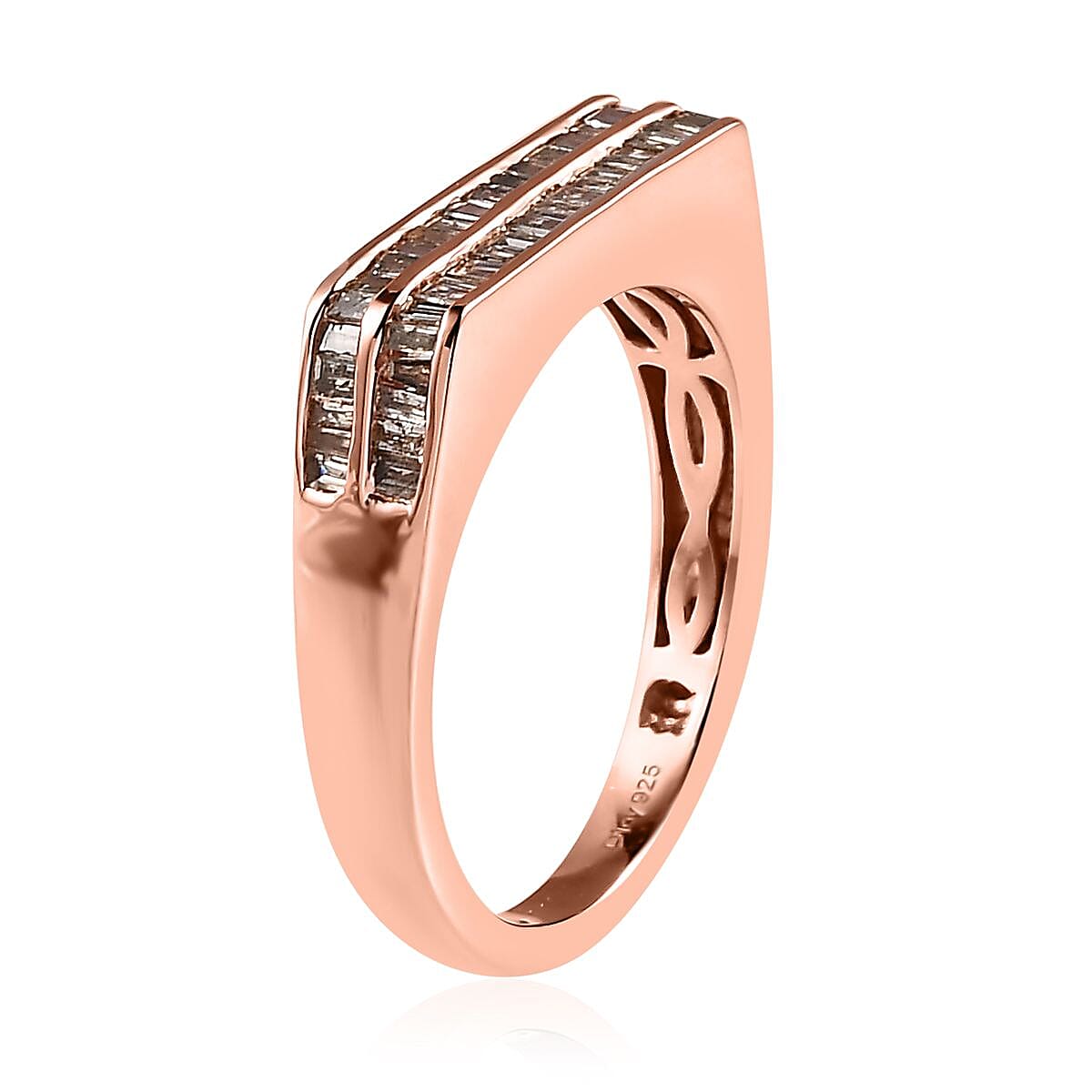 Natural Champagne Diamond Men's Ring in Vermeil Rose Gold Over Sterling Silver (Size 10.0) 0.75 ctw