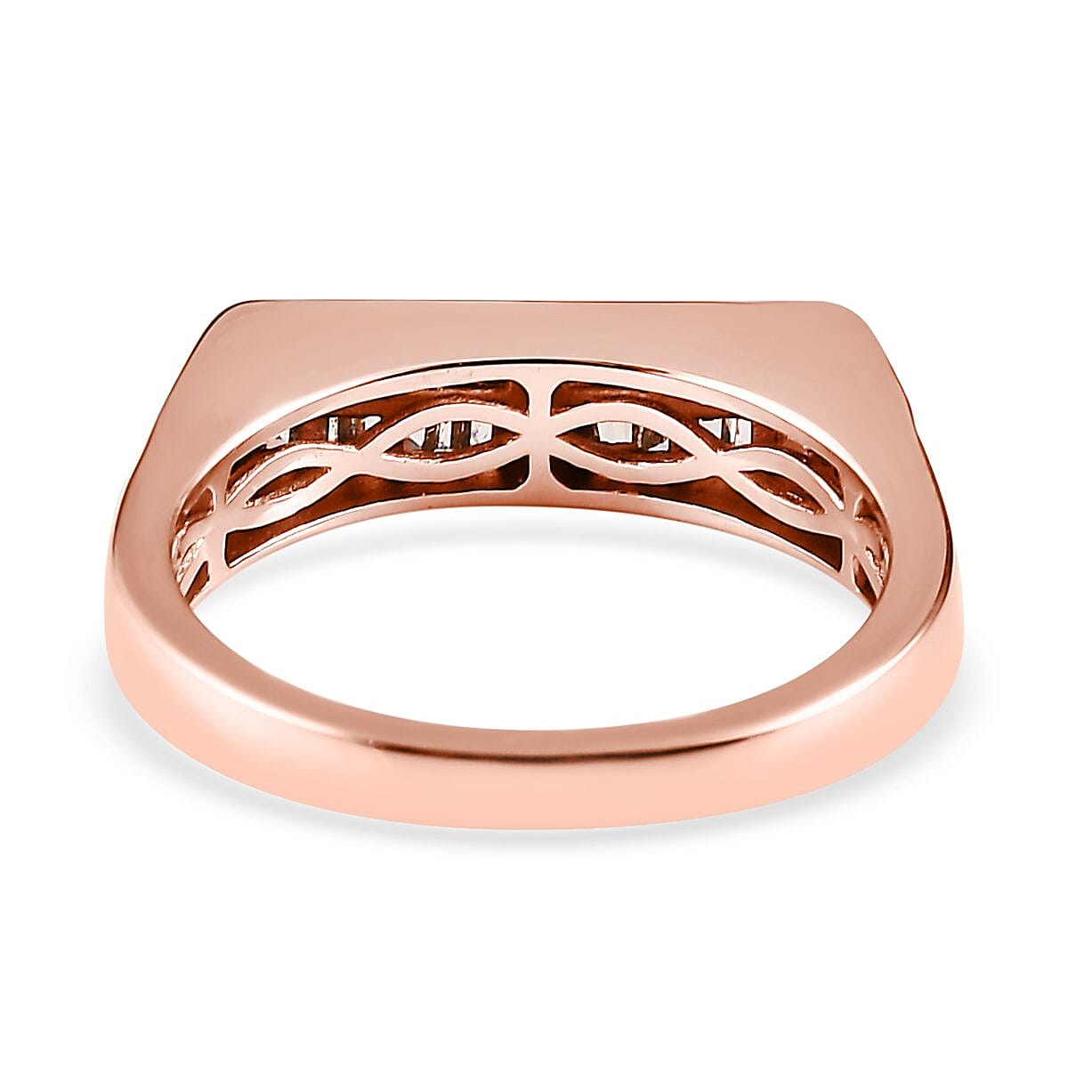 Natural Champagne Diamond Men's Ring in Vermeil Rose Gold Over Sterling Silver (Size 10.0) 0.75 ctw