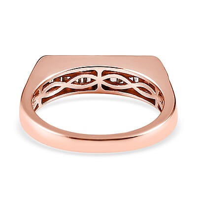 Natural Champagne Diamond Men's Ring in Vermeil Rose Gold Over Sterling Silver (Size 10.0) 0.75 ctw
