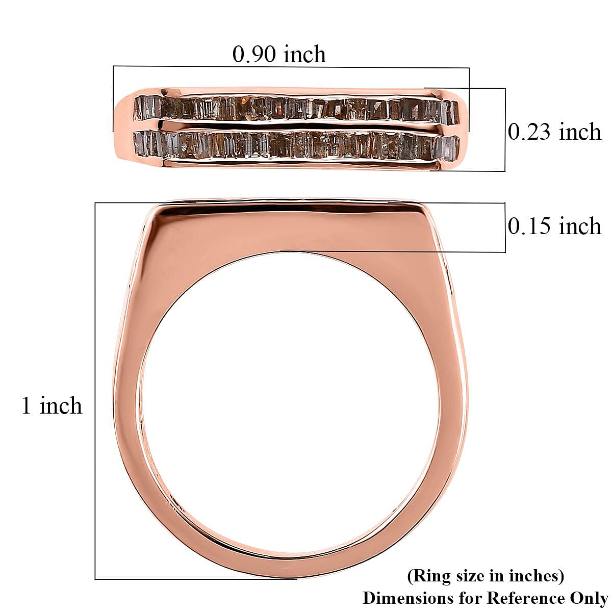 Natural Champagne Diamond Men's Ring in Vermeil Rose Gold Over Sterling Silver (Size 10.0) 0.75 ctw