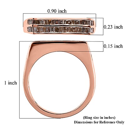 Natural Champagne Diamond Men's Ring in Vermeil Rose Gold Over Sterling Silver (Size 10.0) 0.75 ctw