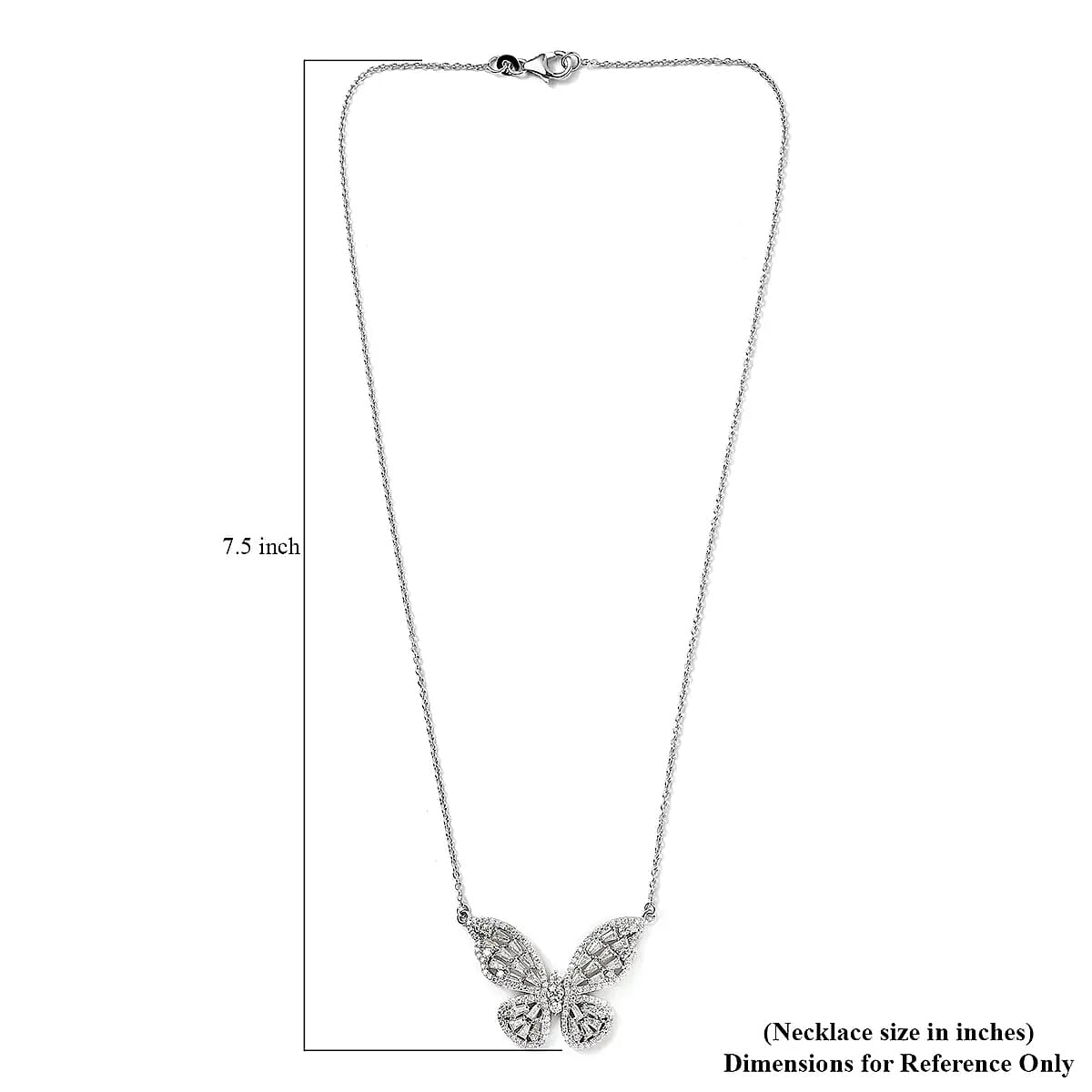 GP Trionfo Collection Moissanite Butterfly Necklace 18 Inches in Platinum Over Sterling Silver 2.75 ctw