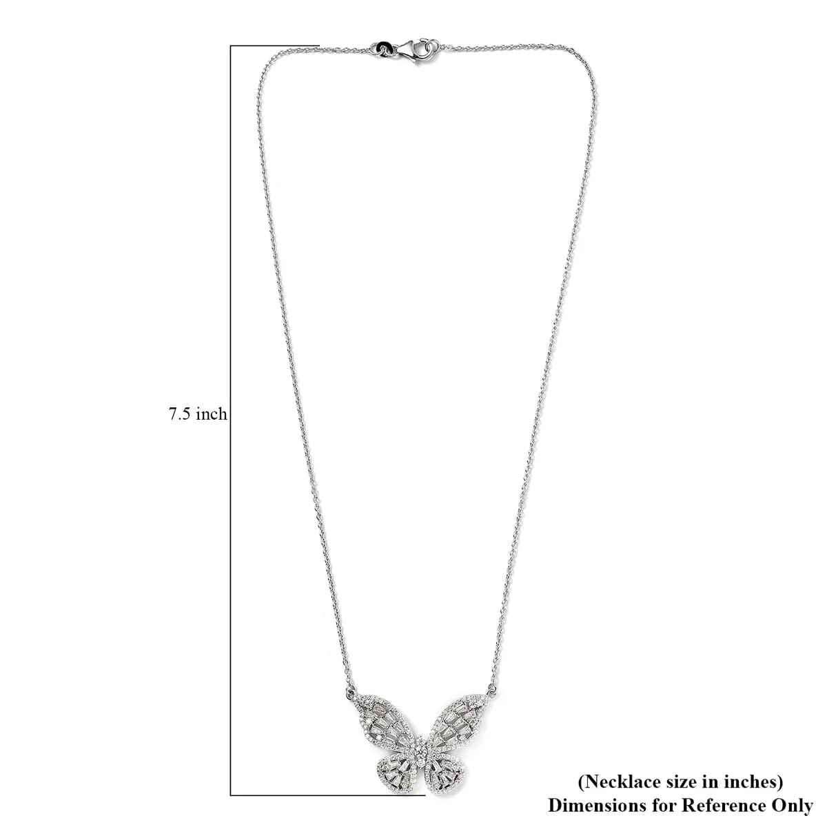 GP Trionfo Collection Moissanite Butterfly Necklace 18 Inches in Platinum Over Sterling Silver 2.75 ctw image number 6