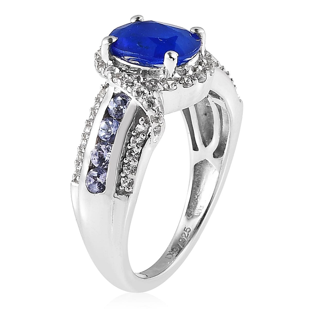 Tanzanian Blue Spinel (DF) and Multi Gemstone Ring in Platinum Over Sterling Silver (Size 10.0) 2.25 ctw image number 3