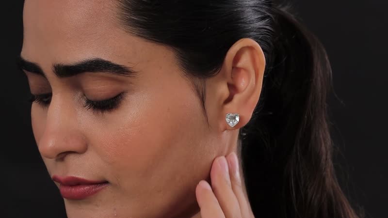 White Topaz Heart Solitaire Stud Earrings in Platinum Over Sterling Silver 5.40 ctw