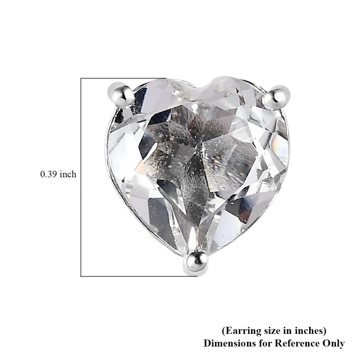 Mother’s Day Gift White Topaz Heart Solitaire Stud Earrings in Platinum Over Sterling Silver 5.40 ctw image number 4