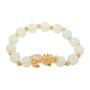 Pixiu Feng Shui Opalite 9-10mm 94.65 ctw Beaded Bracelet in Goldtone (6.50-7.00In)