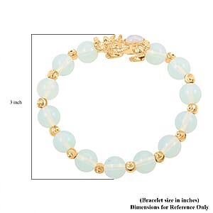 Pixiu Feng Shui Opalite 9-10mm 94.65 ctw Beaded Bracelet in Goldtone (6.50-7.00In)