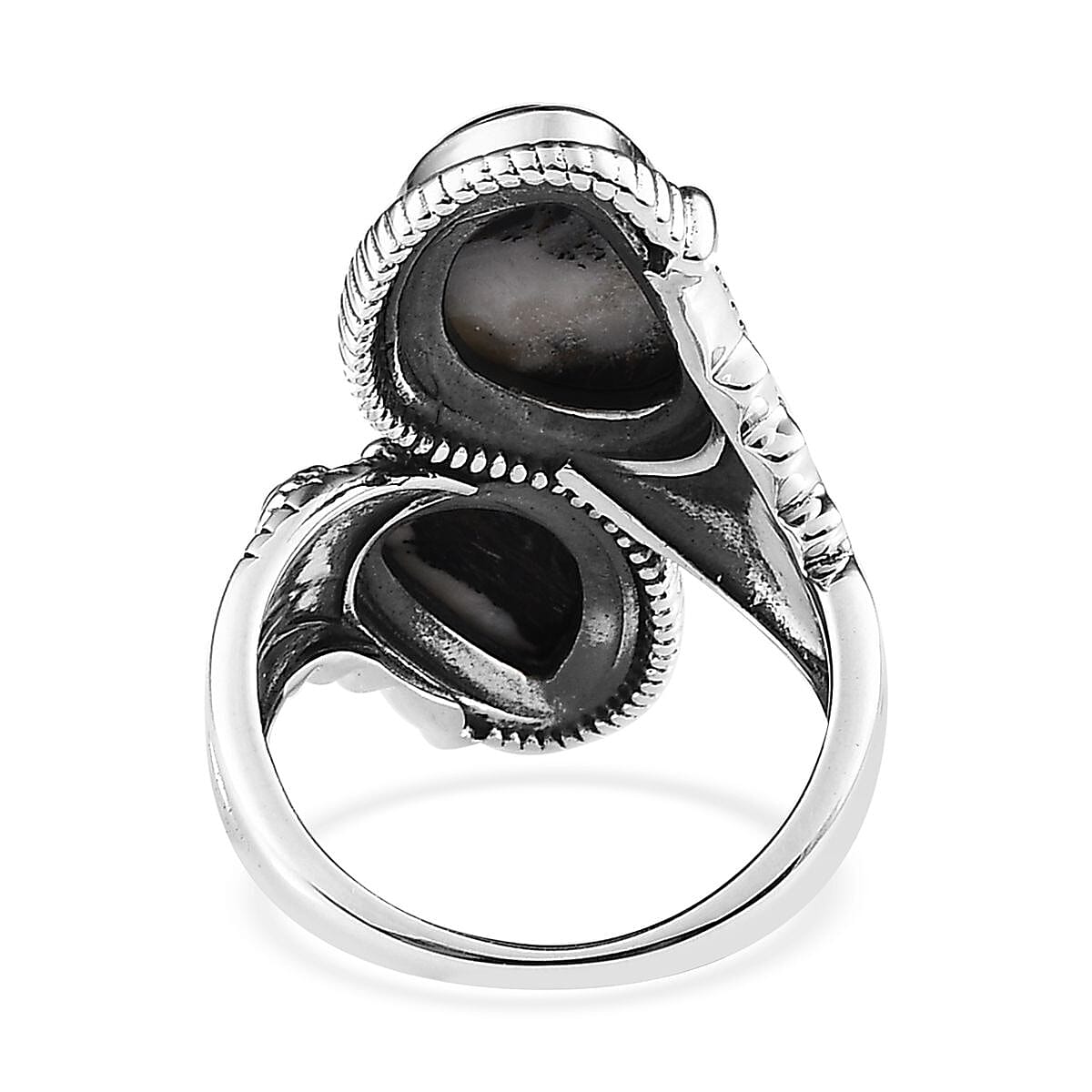 Artisan Crafted White Buffalo Bypass Ring in Sterling Silver (Size 8.0) 5.25 ctw image number 4