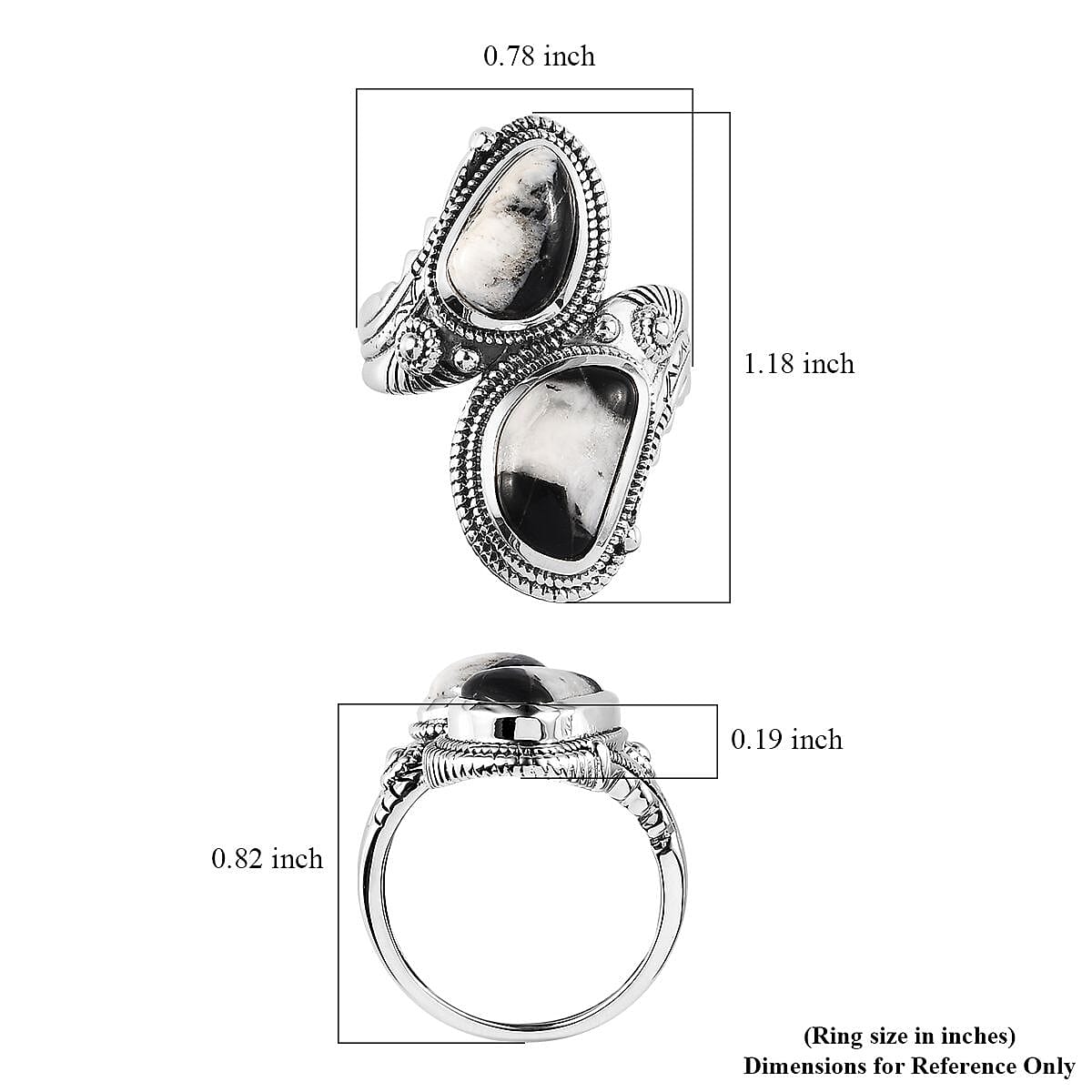 Artisan Crafted White Buffalo Bypass Ring in Sterling Silver (Size 8.0) 5.25 ctw image number 5