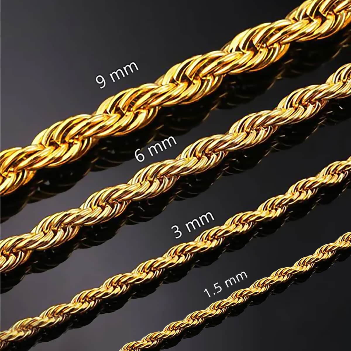 Doorbuster 1.5mm Rope Chain Necklace in 14K Yellow Gold 1.40 Grams 18 Inches image number 4