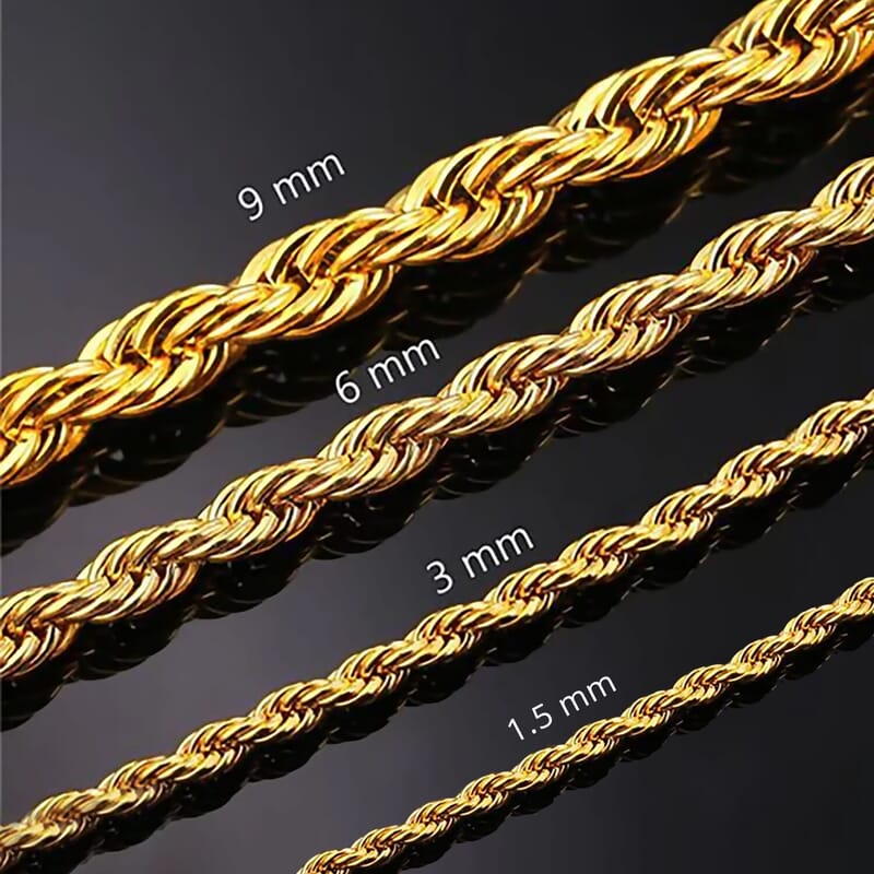 14K Yellow Gold 1.5mm Rope Chain Necklace 18 Inches 1.50 Grams