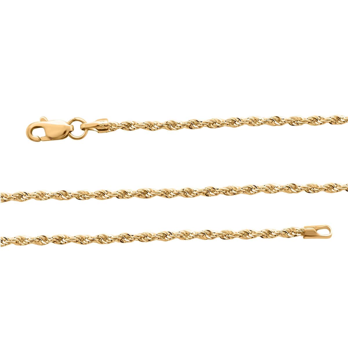 14K Yellow Gold 1.5mm Rope Chain Necklace 20 Inches 1.50 Grams image number 2