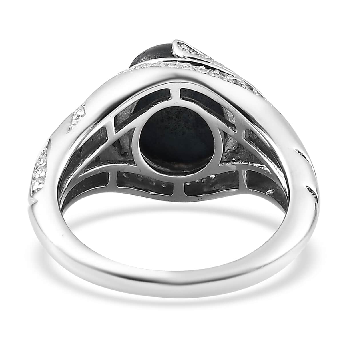 Blue Star Sapphire (DF) and Moissanite Ring in Platinum Over Sterling Silver 6.65 ctw image number 4