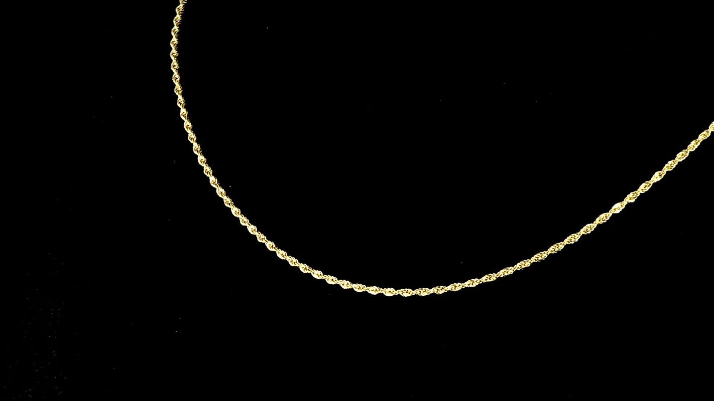 10K Yellow Gold Rope Chain Necklace (22 Inches) (1.5mm, 1.50 Grams)