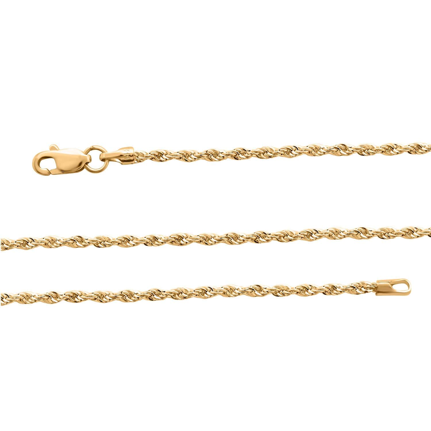 Buy Doorbuster 10K Yellow Gold 1.5mm Rope Chain Necklace 22 Inches