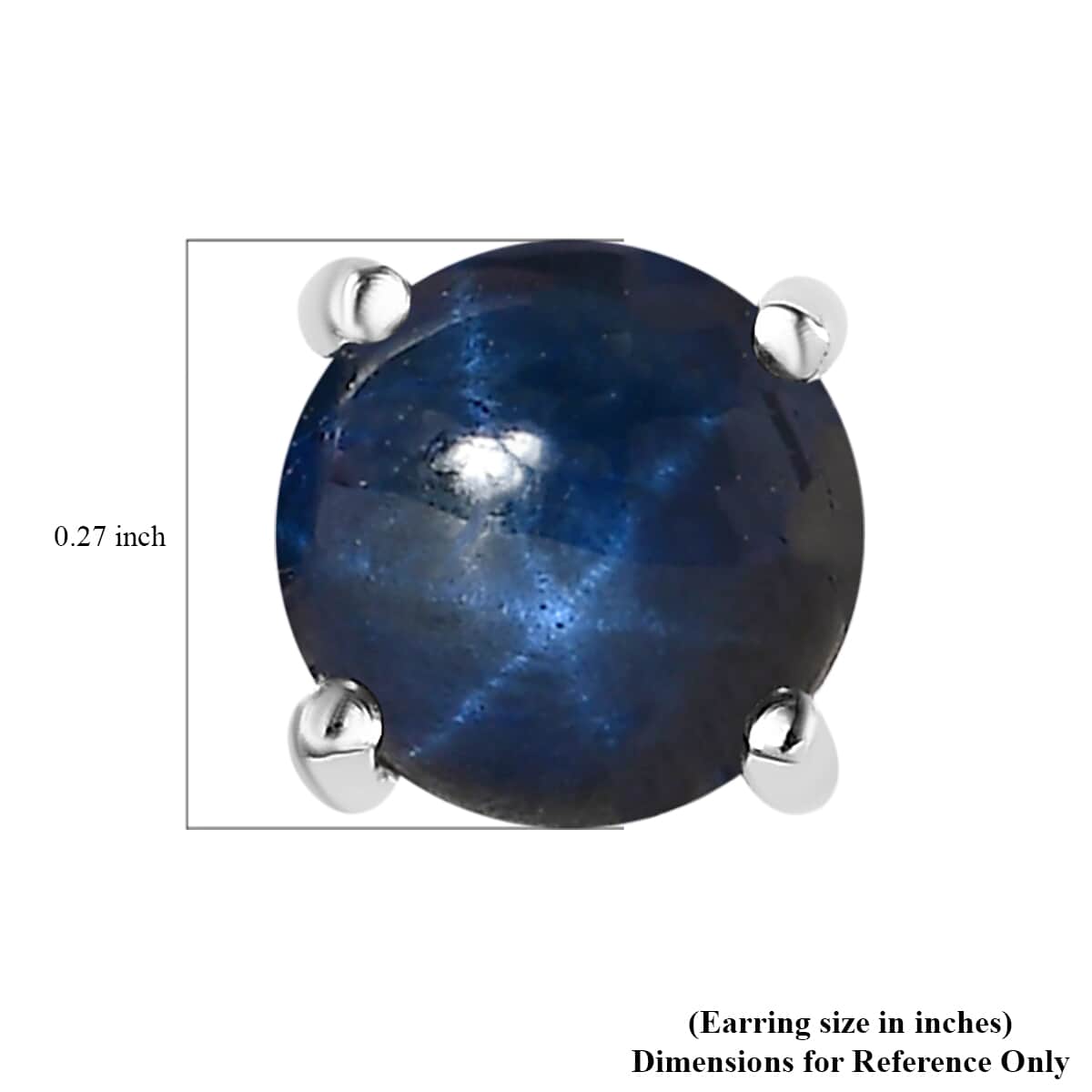 Blue Star Sapphire (DF) Solitaire Stud Earrings in Platinum Over Sterling Silver 4.50 ctw image number 3