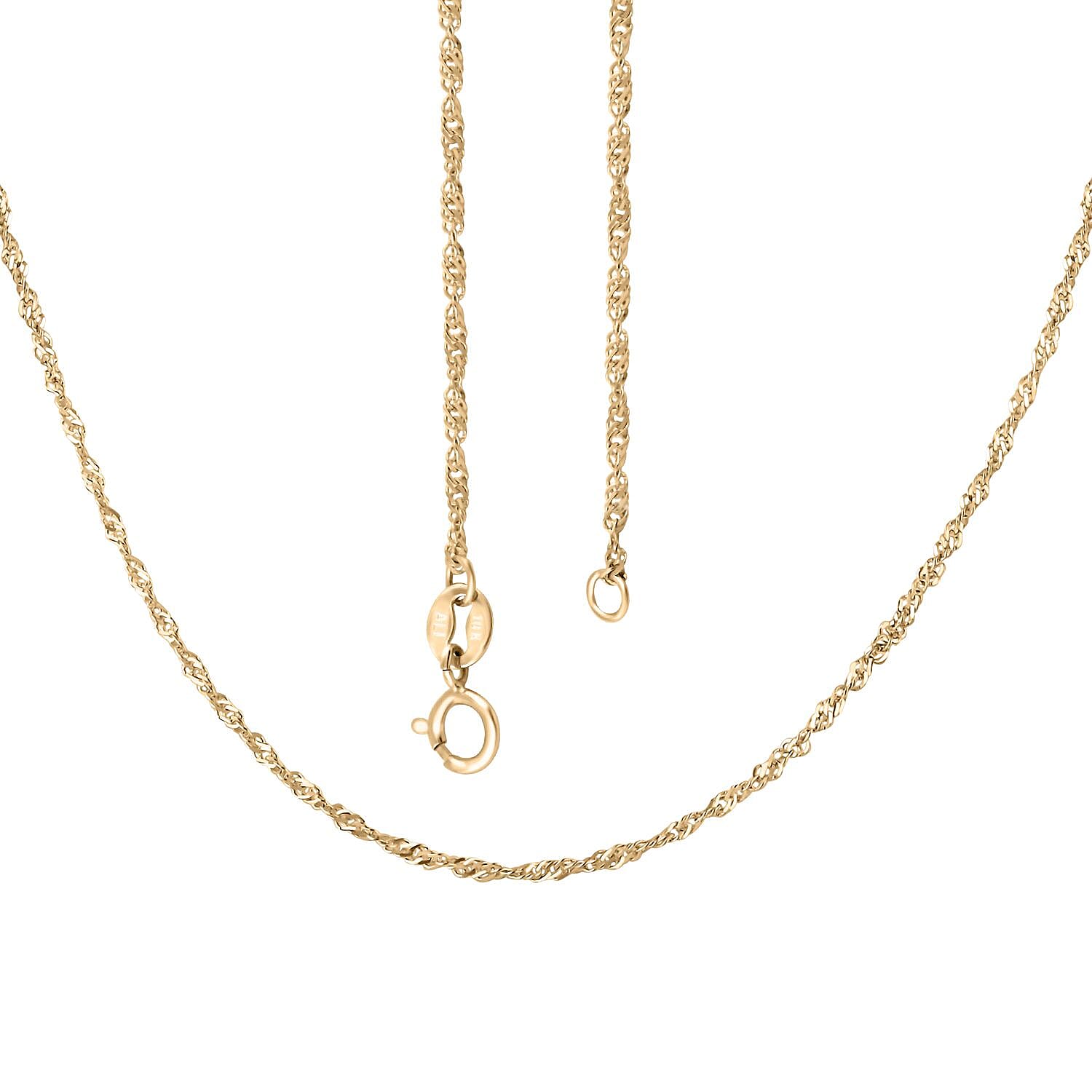 10K Yellow Gold Singapore Chain Necklace 18 Inches 1.20 Grams