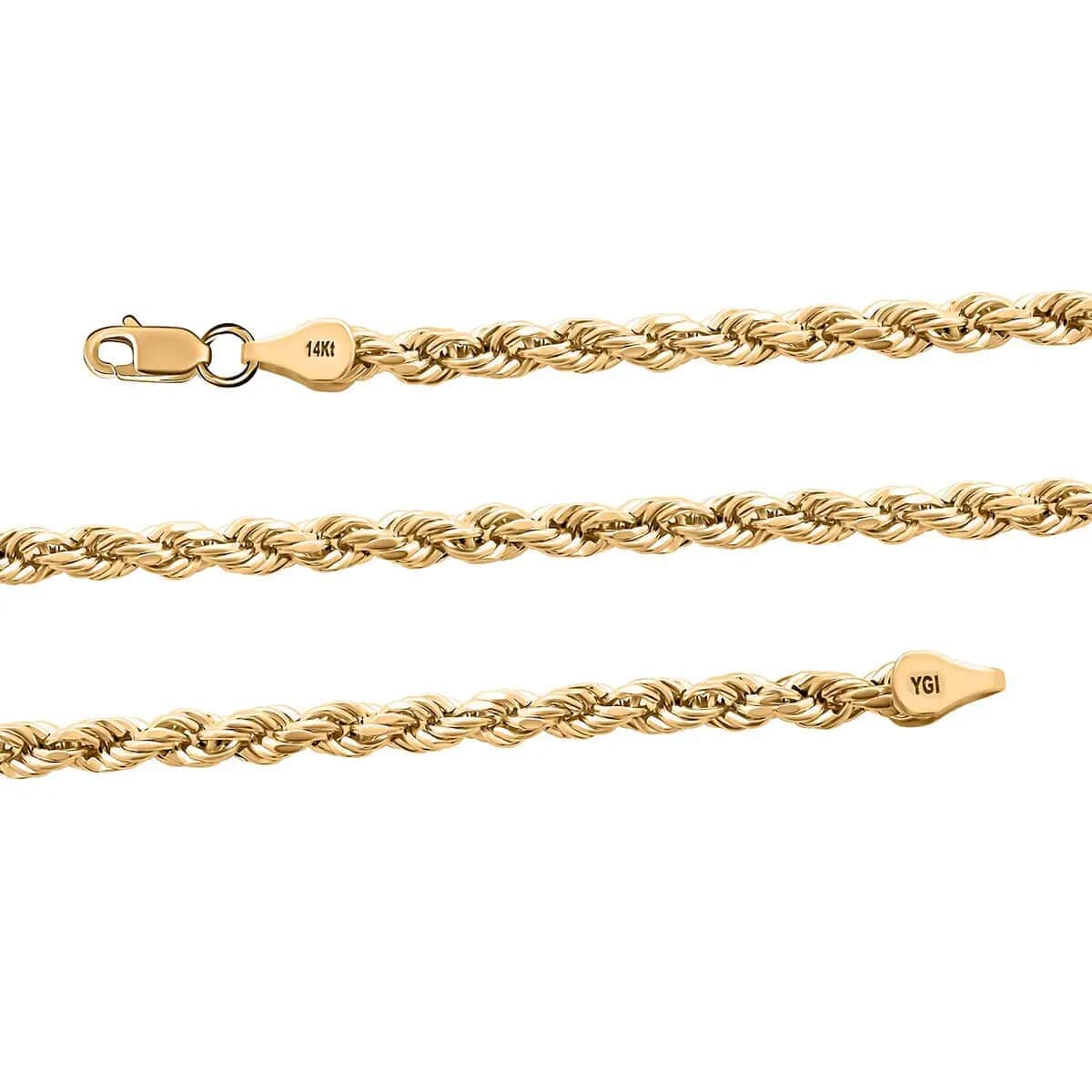 14K Yellow Gold Rope Chain Necklace, Gold Rope Necklace, Gold Gift, 26 Inch Chain Necklace 9.3 grams image number 3