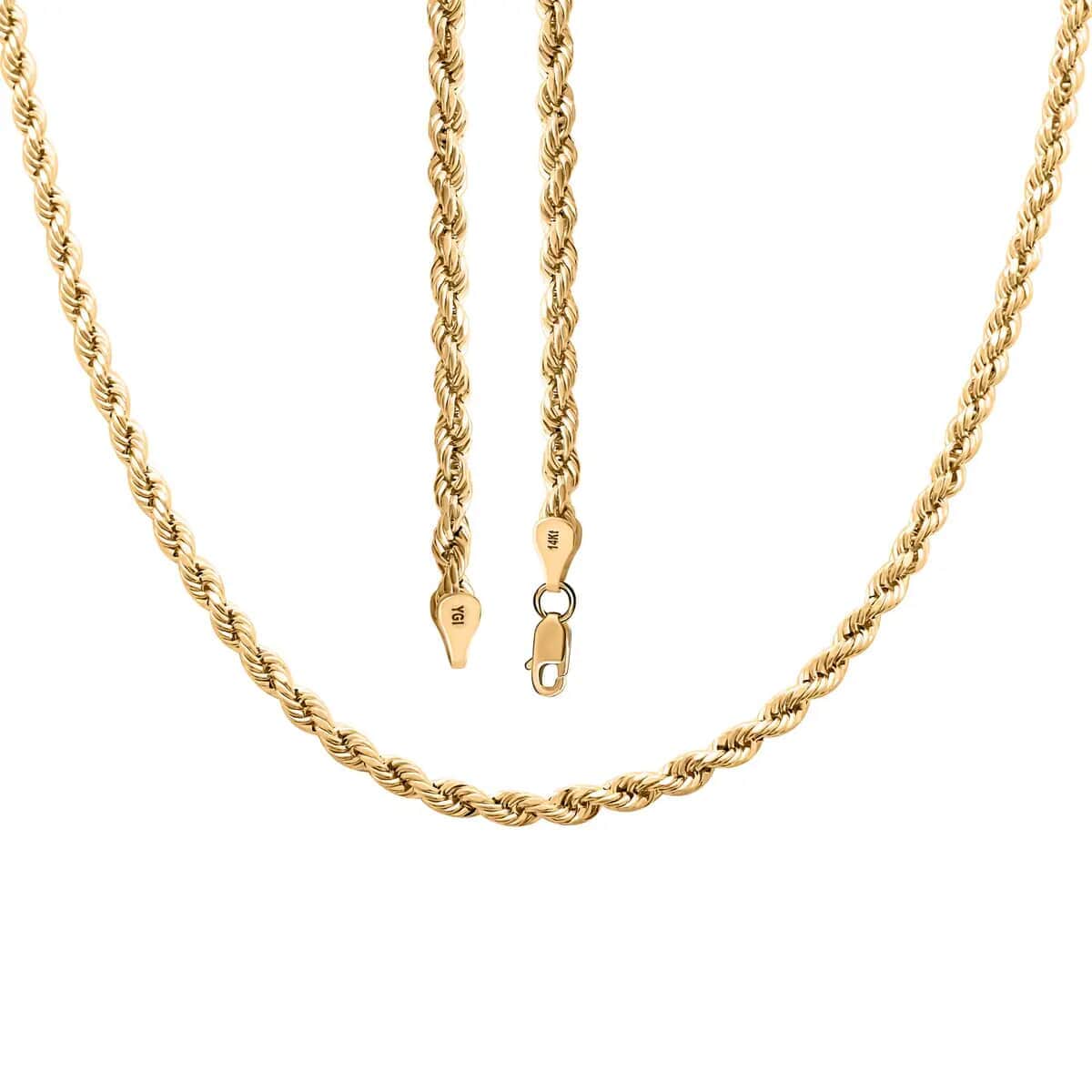 14K Yellow Gold Rope Chain Necklace, Gold Rope Necklace, Gold Gift, 26 Inch Chain Necklace 9.3 grams image number 4
