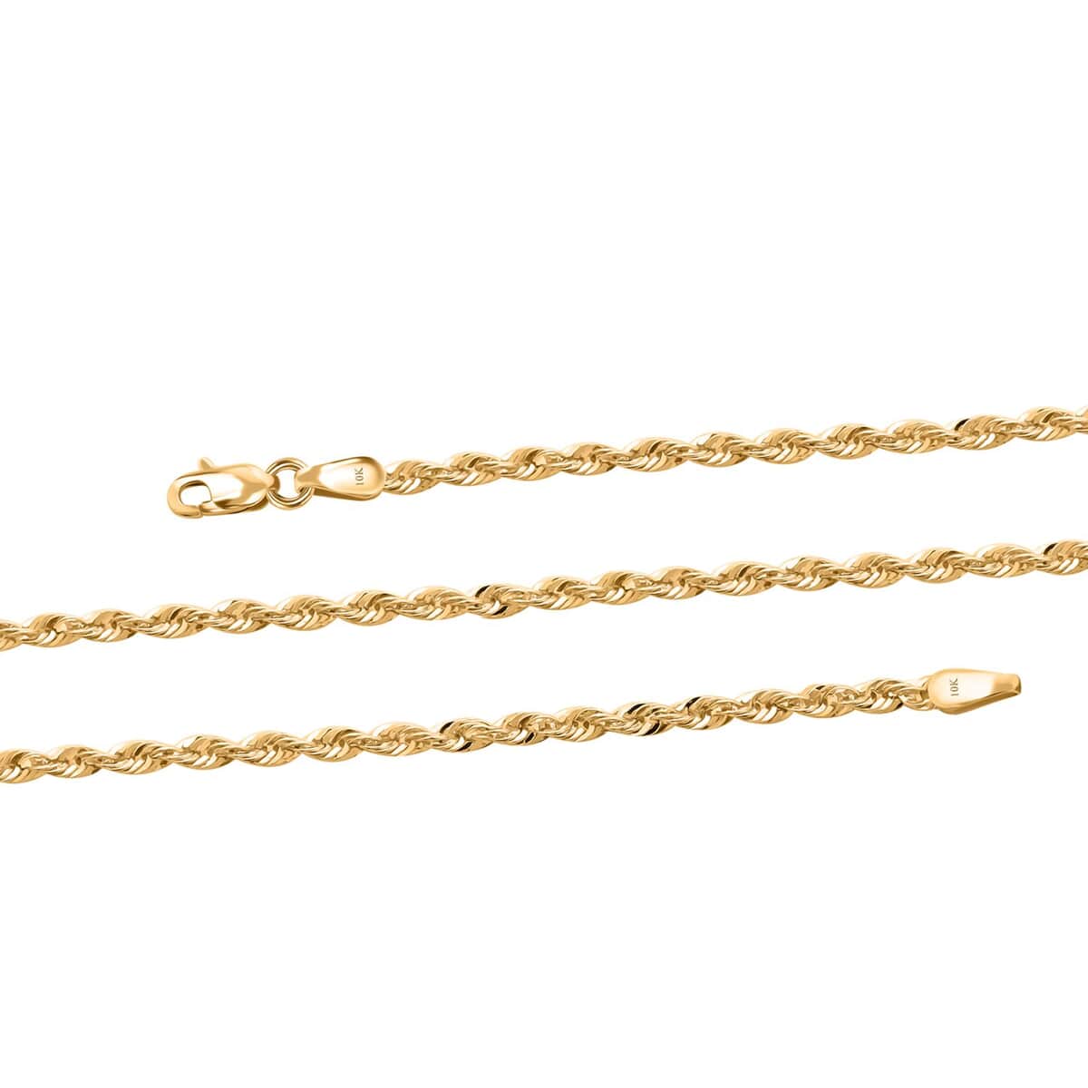 10K Yellow Gold 2.5mm Rope Chain Necklace 24 Inches 2.55 Grams image number 2