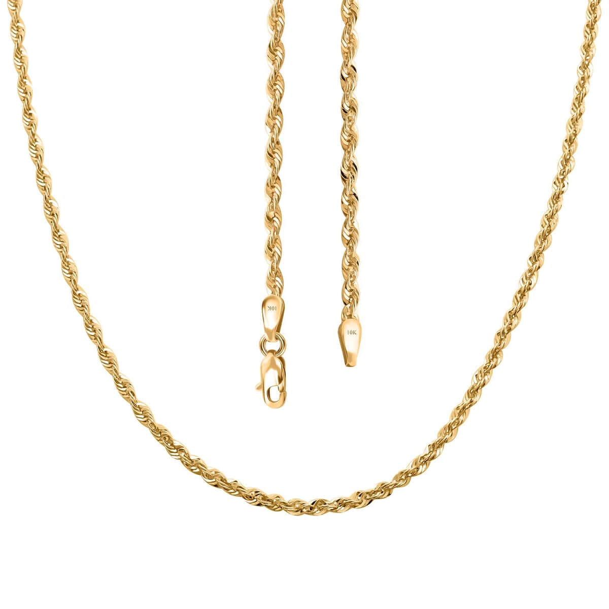 10K Yellow Gold 2.5mm Rope Chain Necklace 24 Inches 2.55 Grams image number 3