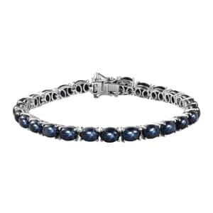 Blue Star Sapphire (DF) Tennis Bracelet in Platinum Over Sterling Silver (7.25 In) 32.40 ctw