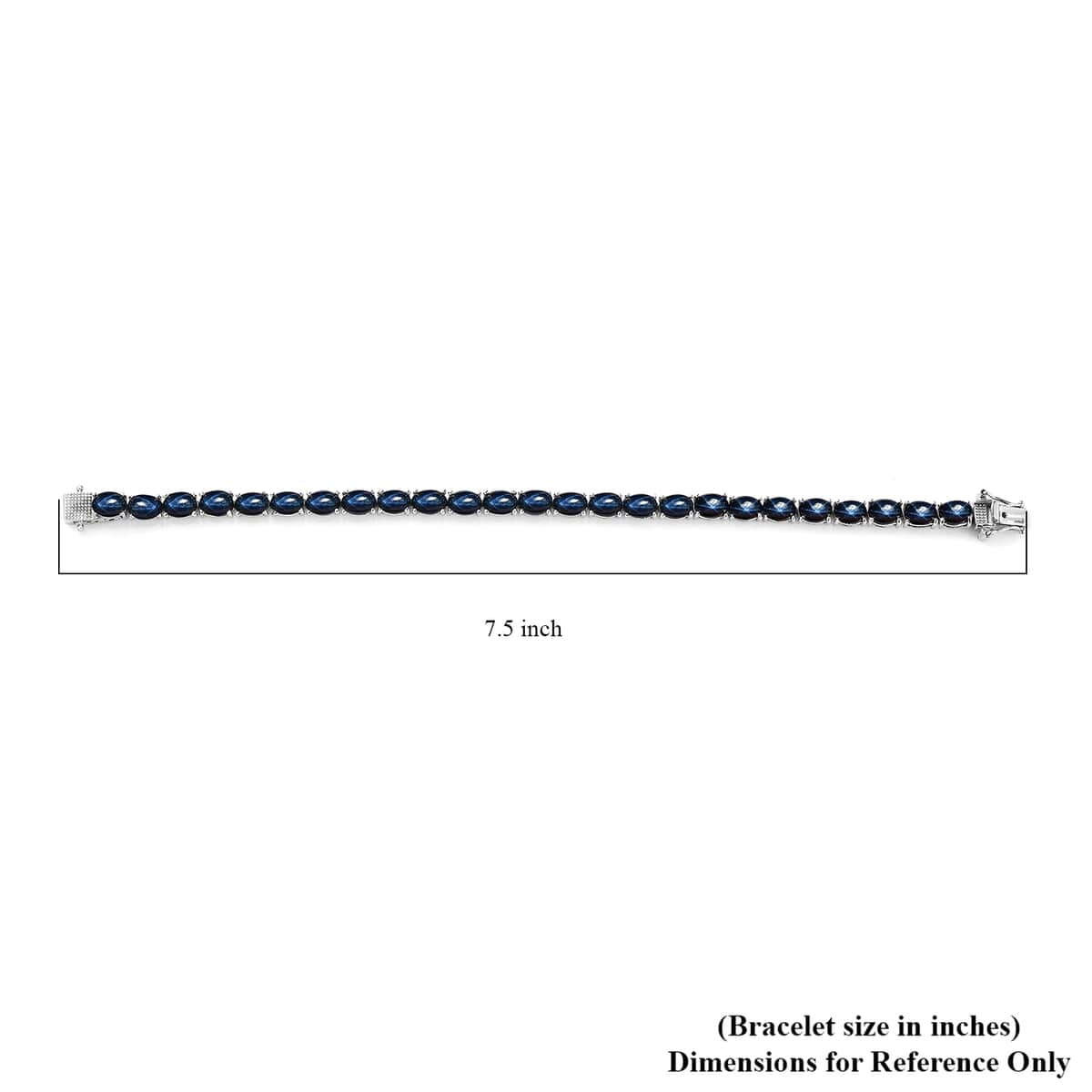 Blue Star Sapphire (DF) Tennis Bracelet in Platinum Over Sterling Silver (7.25 In) 32.40 ctw image number 4