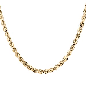 10K Yellow Gold 3.5mm Rope Chain Necklace 24 Inches 7.30 Grams