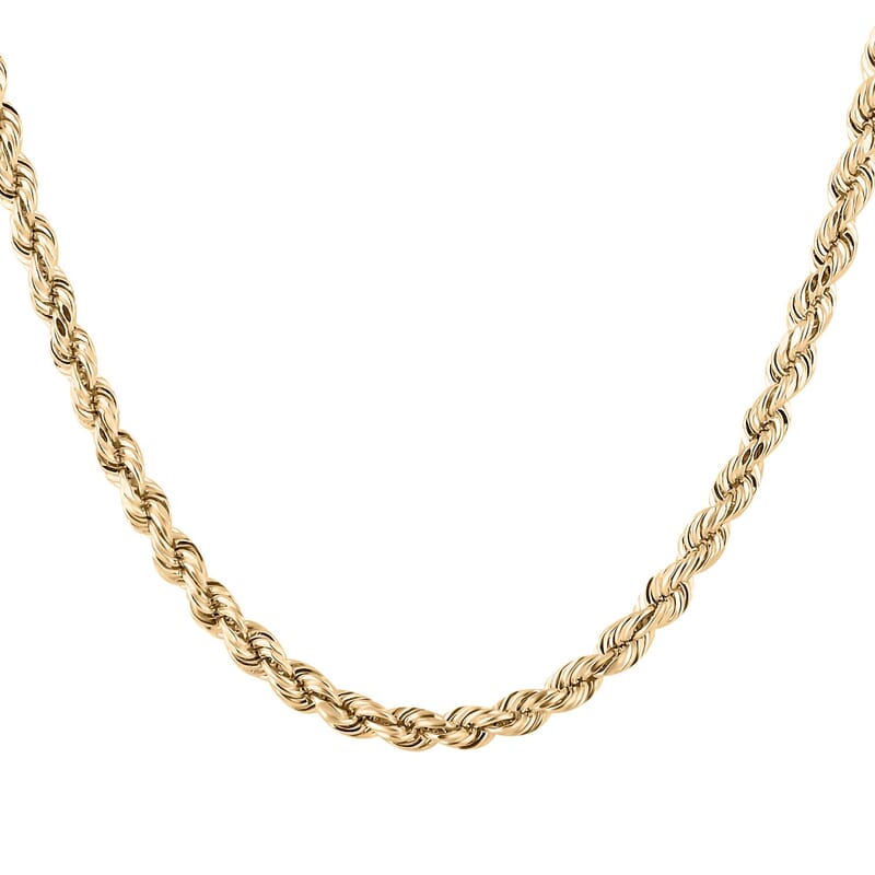10K Yellow Gold 3.5mm Rope Chain Necklace 24 Inches 7.30 Grams
