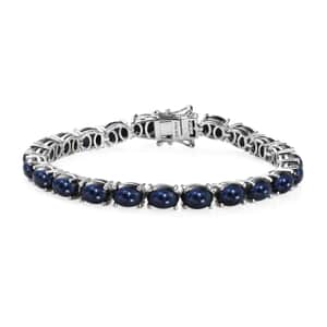 Blue Star Sapphire (DF) Tennis Bracelet in Platinum Over Sterling Silver (6.50 In) 28.50 ctw