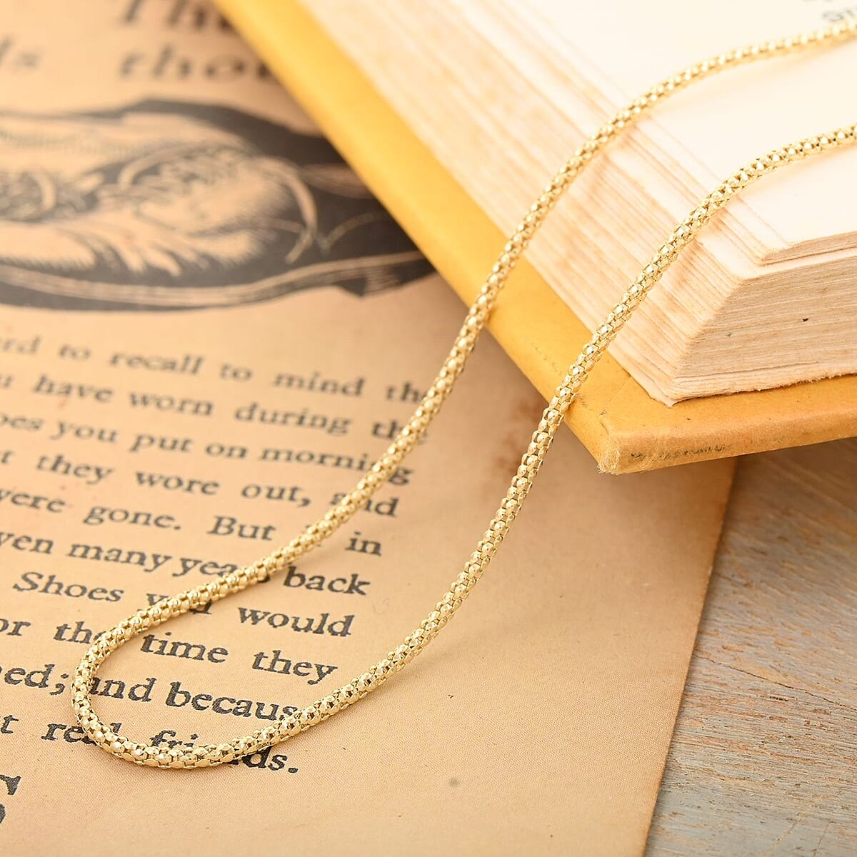 14K Yellow Gold 1.30mm Popcorn Chain Necklace 18 Inches 2.56 Grams image number 1