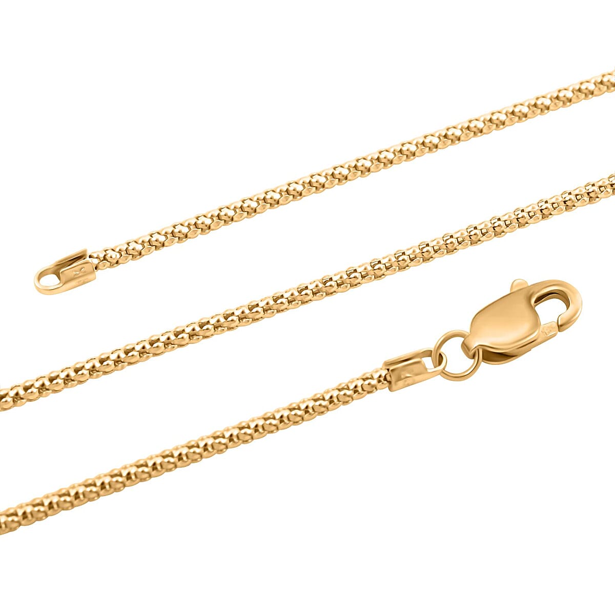 14K Yellow Gold 1.30mm Popcorn Chain Necklace 18 Inches 2.56 Grams image number 2
