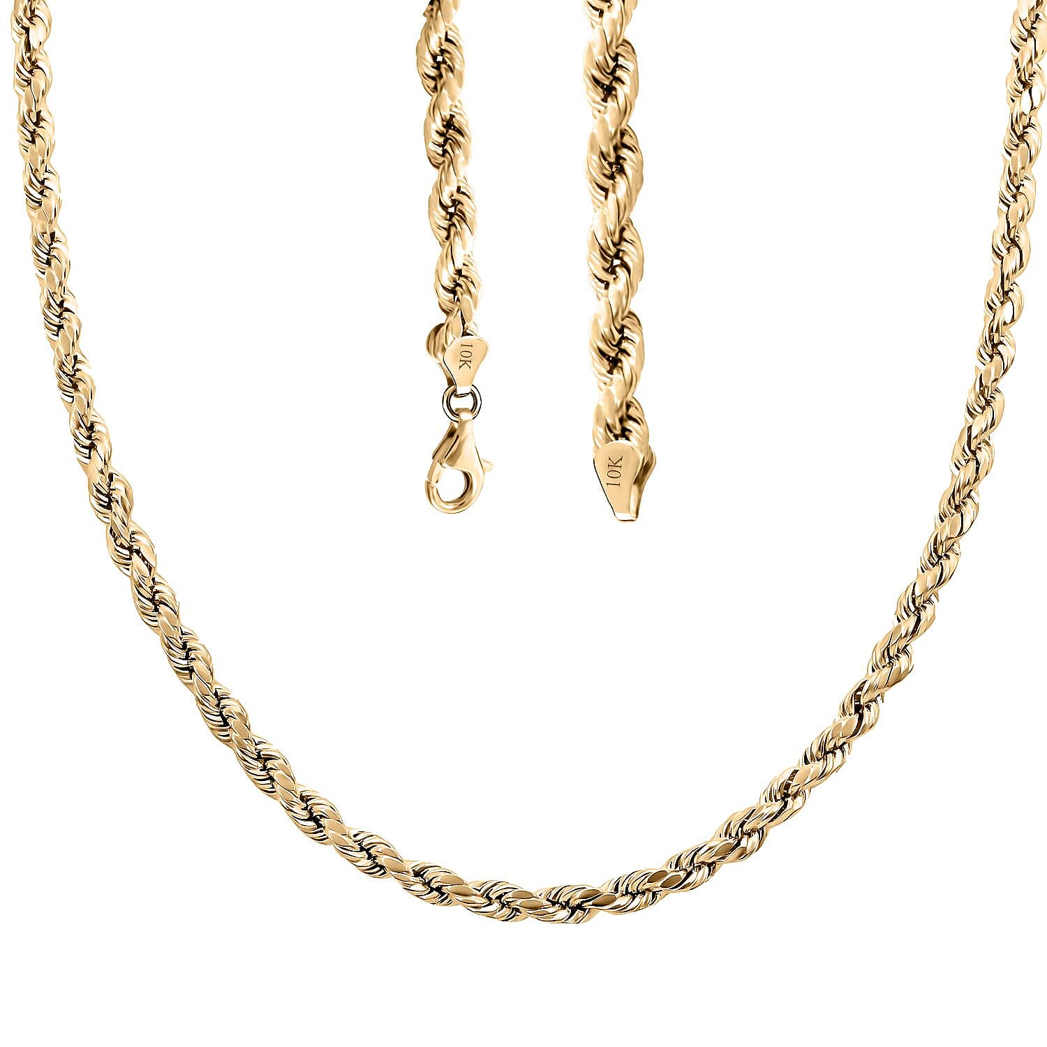 10K Yellow Gold 6mm Rope Chain Necklace 22 Inches 11 Grams